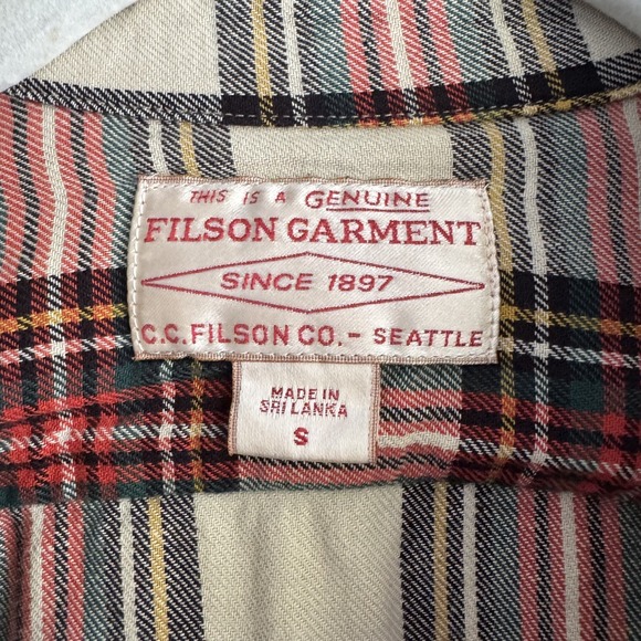 Filson Casual Mens Shirt Red/Green Plaid Button‎ down Long Sleeves Size Small - Picture 10 of 10